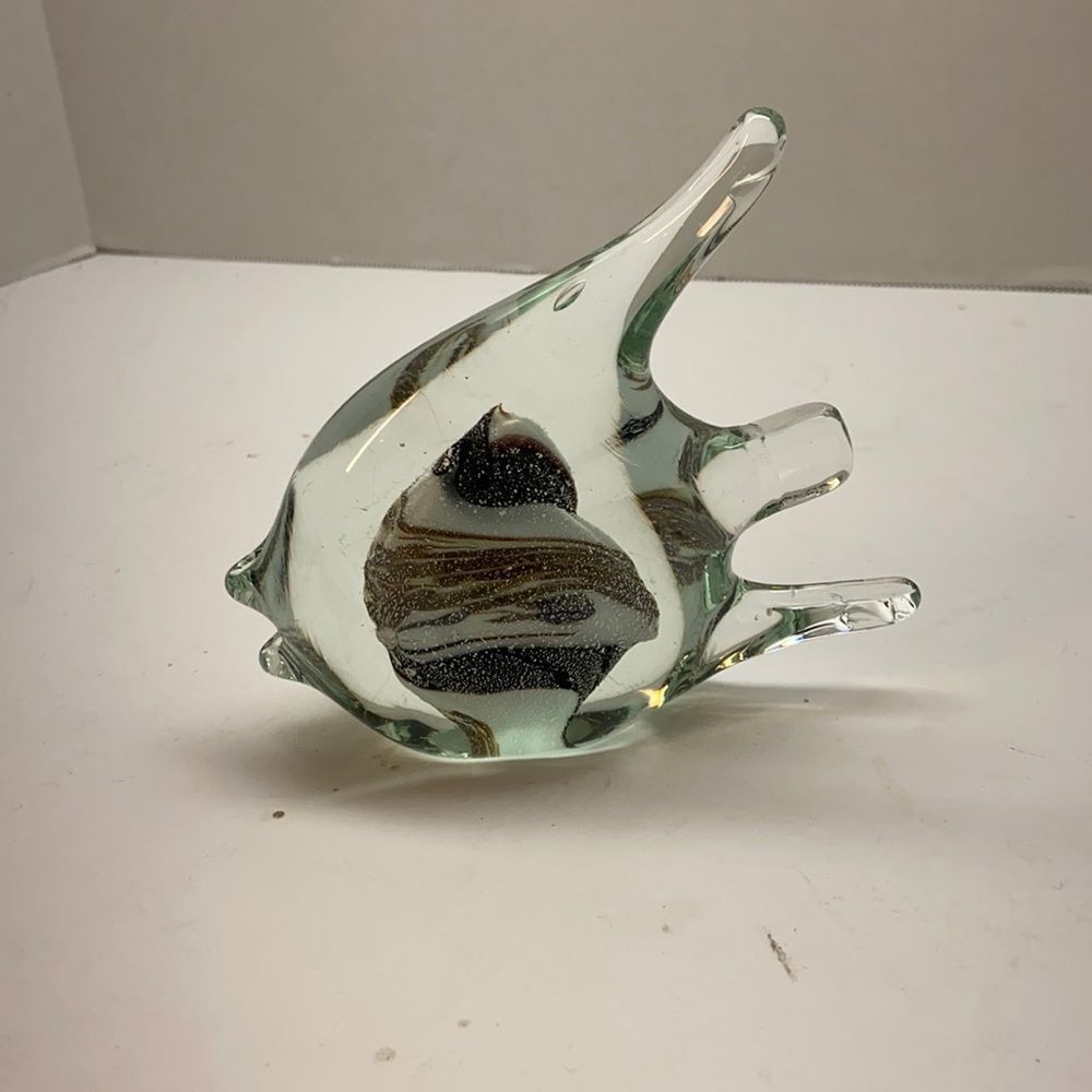 Hand Blown Art Glass Angel Fish Paperweight